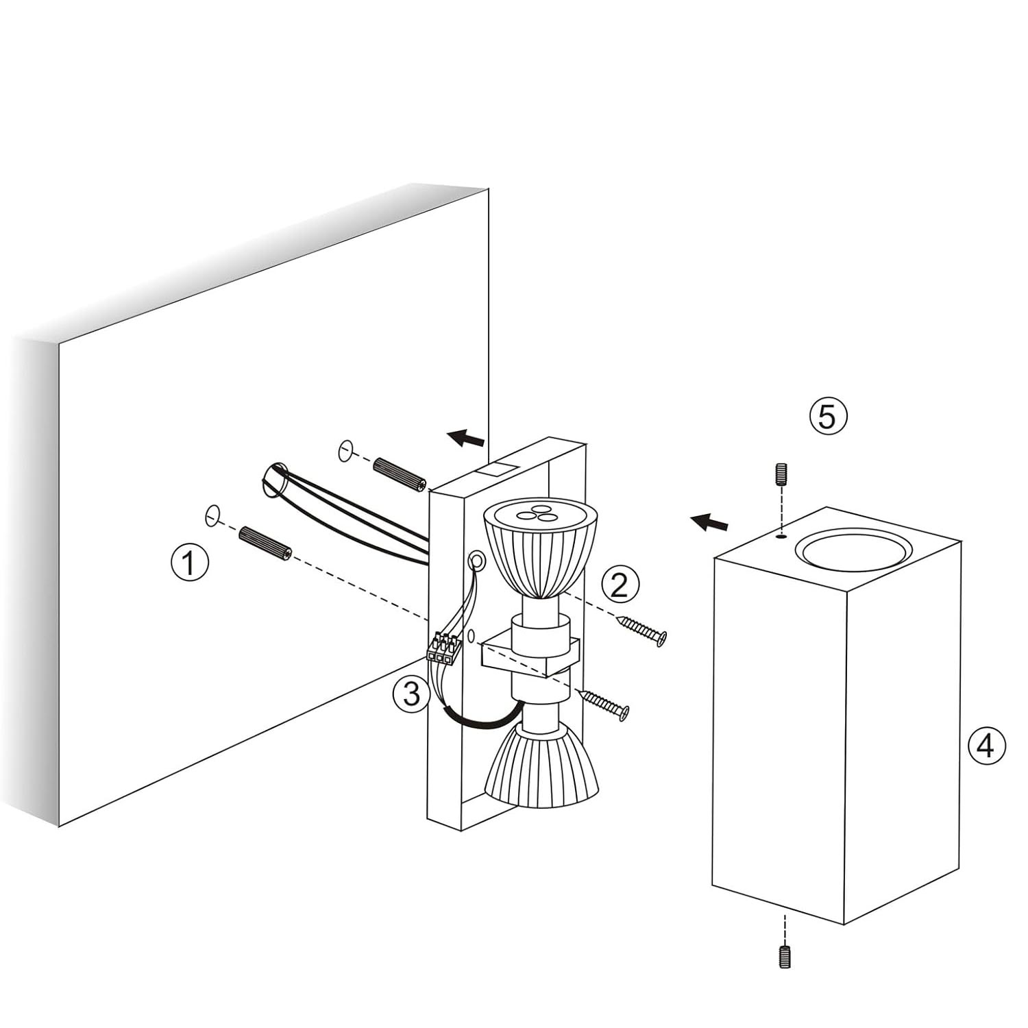 Applique LED noire rectangulaire double lampe GU10 Applique jardin entrée IP65 COULEUR NOIRE - 5