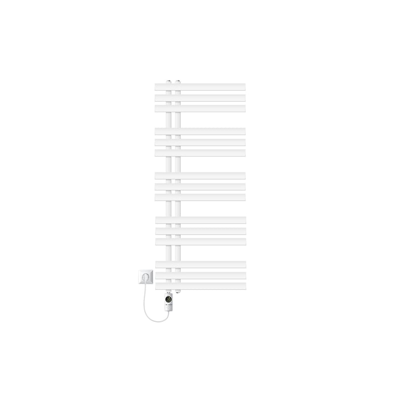 LuxeBath elektryczny grzejnik lazienkowy Iron EM 500x1200 mm bialy z grzalka 900W cyfrowym termostatem oraz wyswietlaczem Elektryczny podgrzewacz