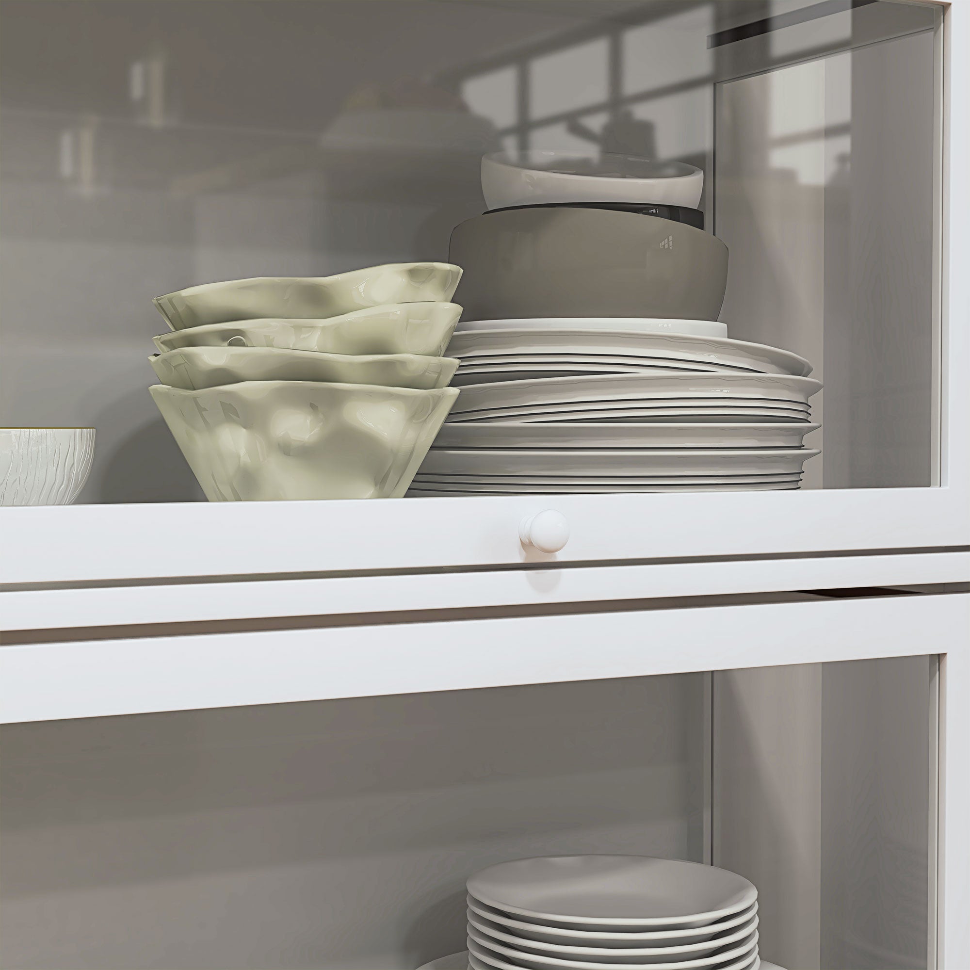 Vitrina Coleccionista HOMCOM MDF, Acrílico Blanco 59x30x139 cm - 5