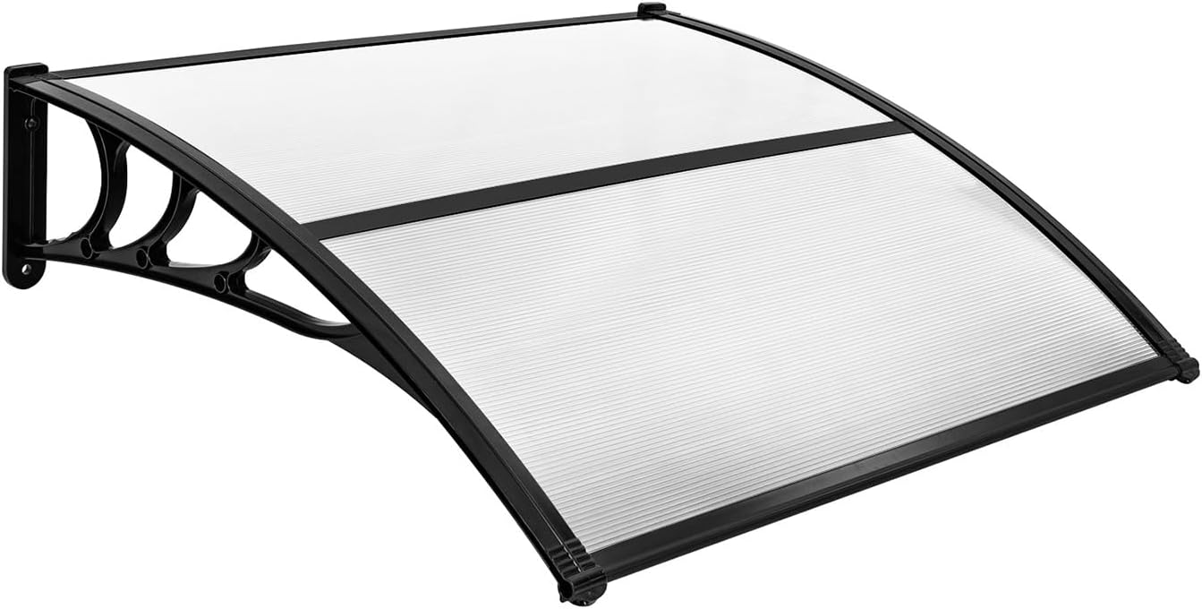 Daszek nad drzwiami wejściowymi 102 x 99 cm Ochrona przeciwsłoneczna, markiza nad drzwiami i oknami zewnętrznymi Płyta z poliwęglanu, szara - 9