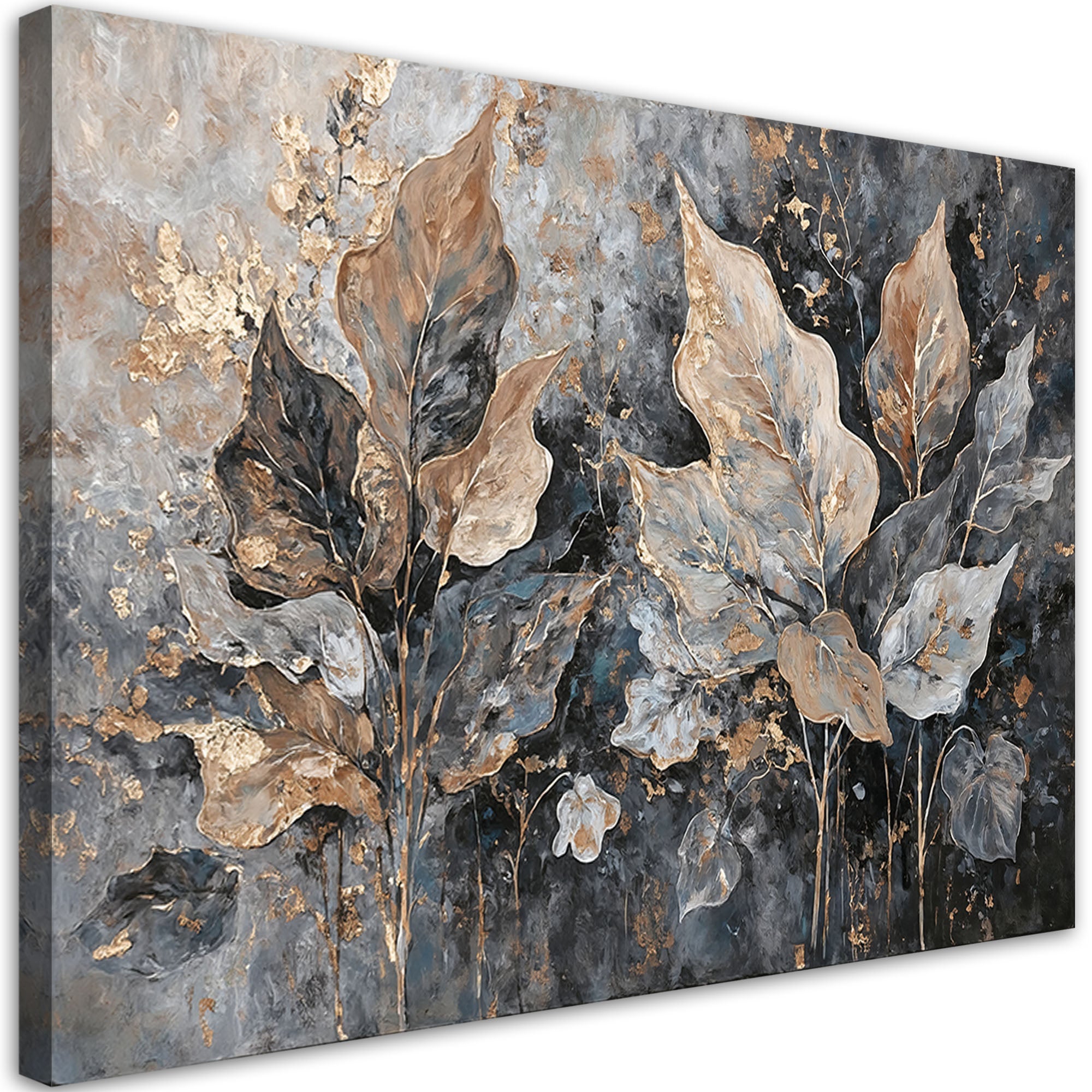 Obraz na płótnie, Liście W Stylu Glamour 90x60