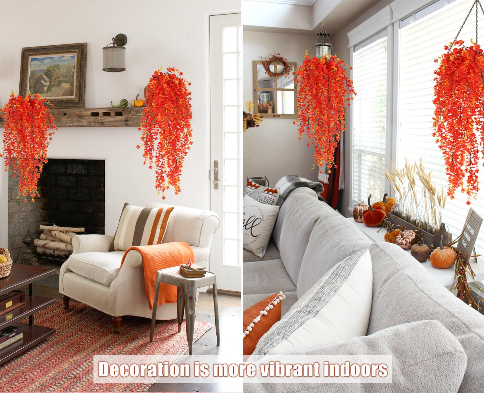 Juego de 3 flores artificiales, plantas artificiales colgantes, resistentes a los rayos UV, adecuadas para decoración del hogar y bodas. - 4