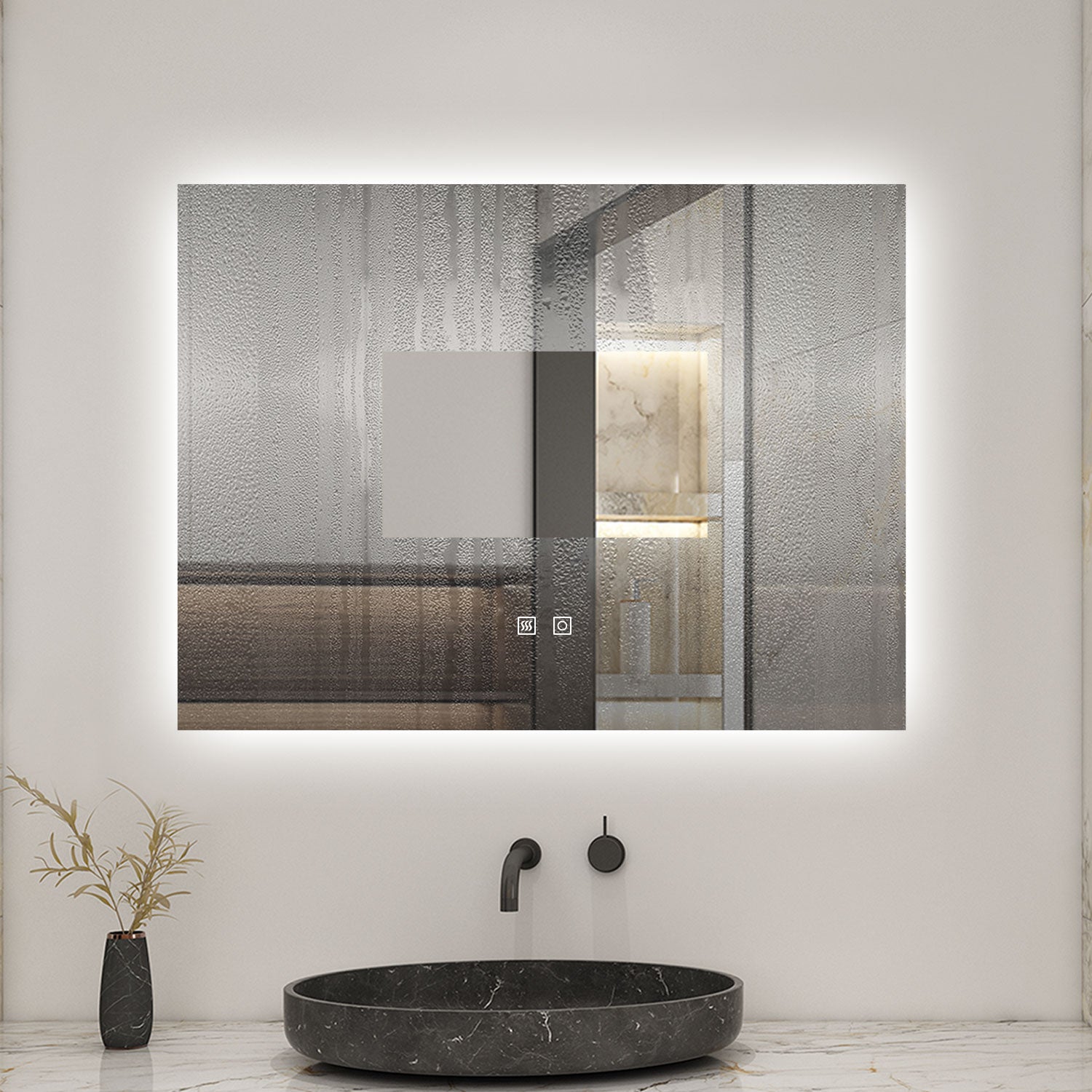AICA LED Miroir lumineux 70x50cm 3 couleurs + anti-buée + dimmable + mémoire miroir salle de bain - 4