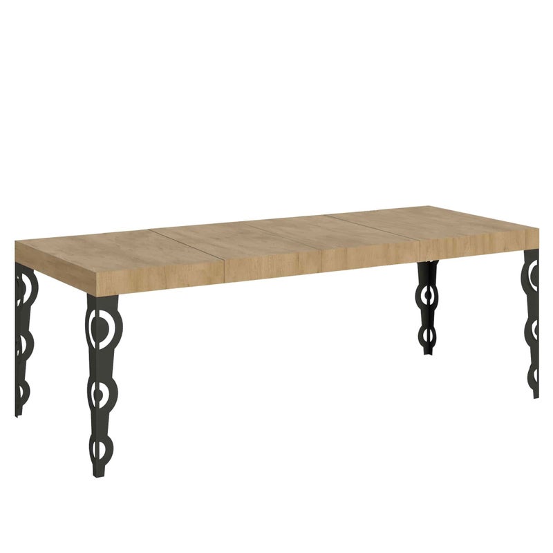 Stół rozkładany Karamay Premium 200/304x90 cm dąb naturalny z nogami w kolorze antracytowym