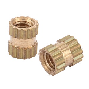 100 Pezzi M2 Cilindro In Parti Di Fissaggio Dadi Ottone Zigrinato Rotondo Dadi Incorporati Con - 6