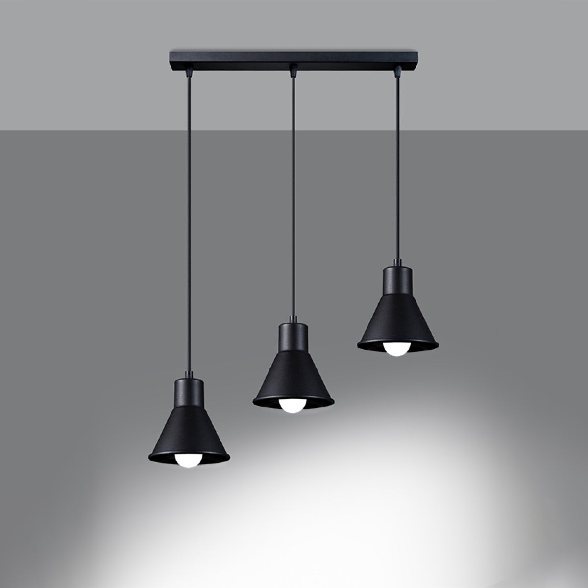 Lampa wisząca FALDURA 3 czarna [E27] LED 3000K - 45x14x120cm Sollux