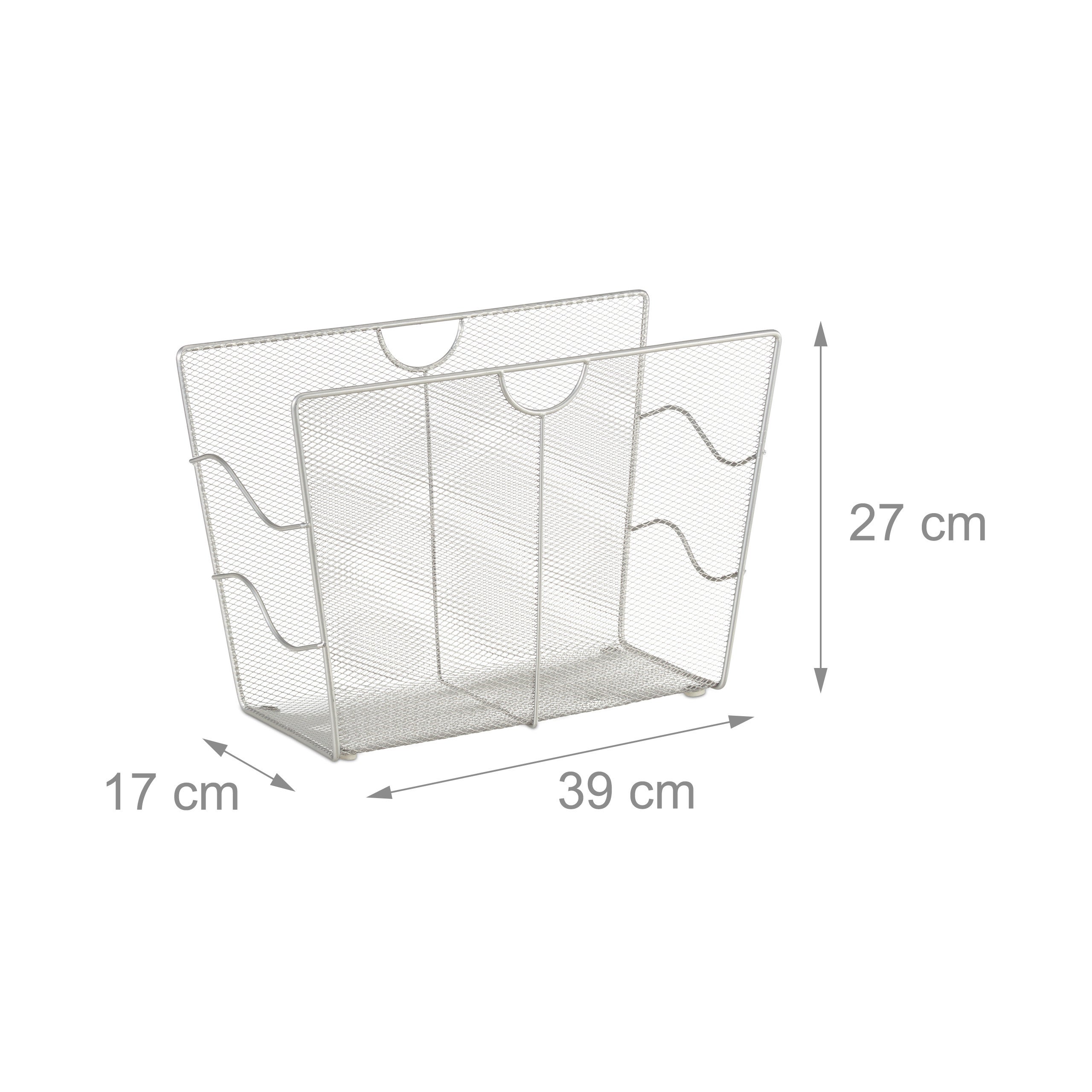 Porte-revues en maille métal porte-journaux trieur en maille tressée HxlxP: 27 x 39 x 17 cm, argent, Relaxdays - 3