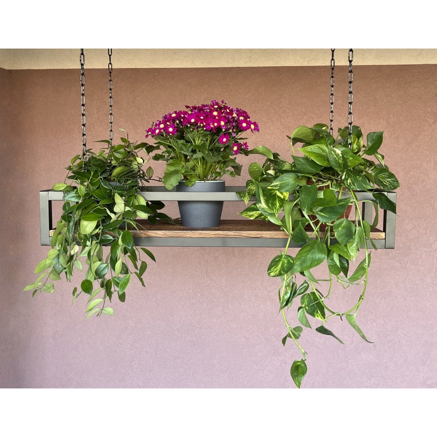 Etagère FLOWERS 115 cm MARRON, Suspendue au Plafond avec Chaînes, Idéale comme Support à Fleurs et Plantes pour la Maison, Jardin, Balcon par Yelloo - 5