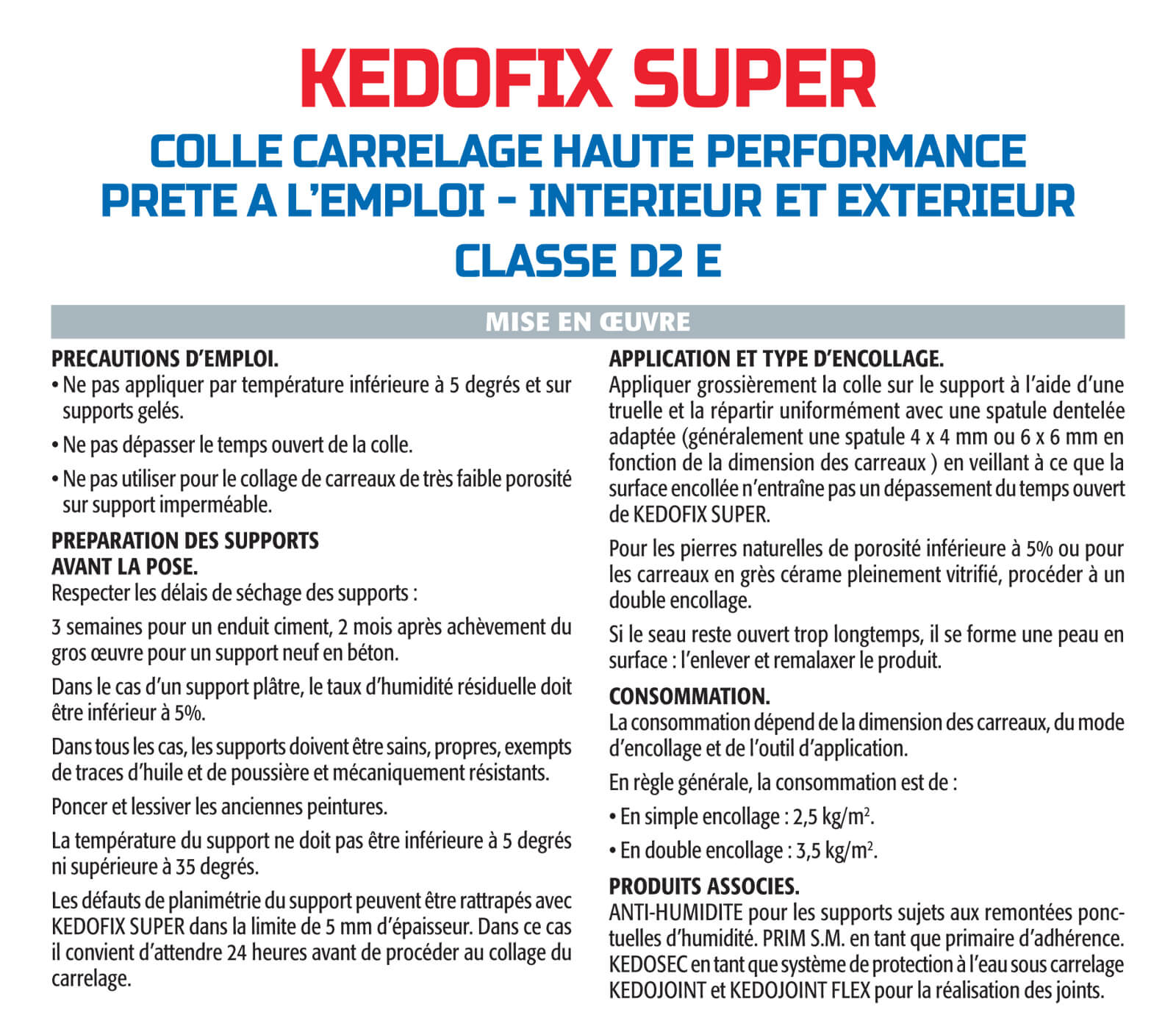 Colle pour Carrelage Haute Performance Kedofix Semin, Prêt à l'emploi, Intérieur/extérieur, seau de 20 kg - 2