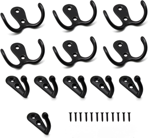 Ganci Appendiabiti Da Parete A Doppio Gancio, Realizzati In Robusta Lega Di Zinco Con Viti Nero Opaco 79227973