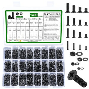 Kit 1260 Pièces De Boulons, Vis, écrous Et Rondelles – M2 M3 M4, Acier Carbone, Tête Hexagonale