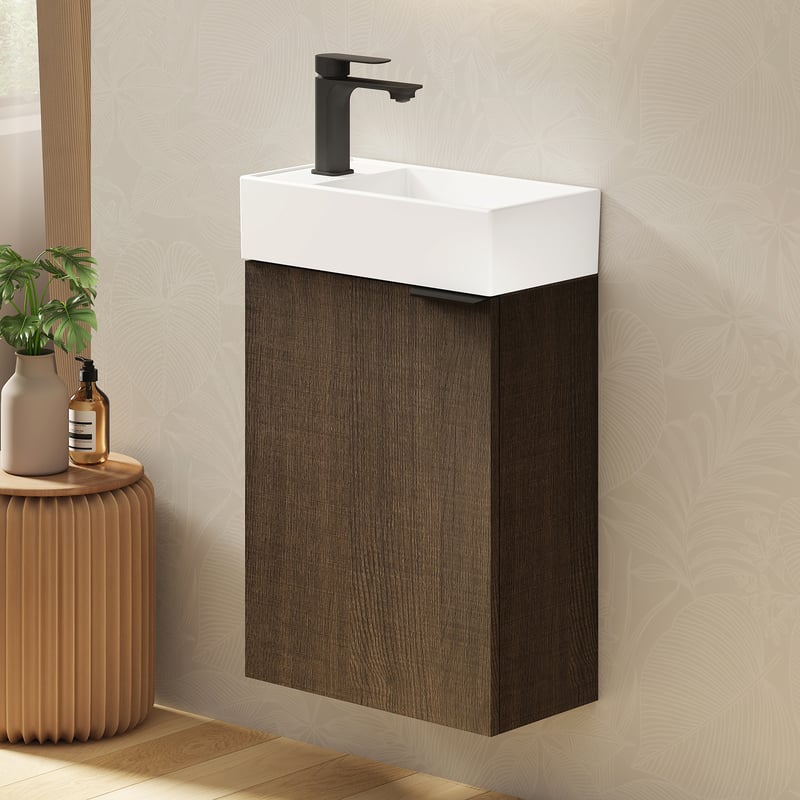 EMKE Zestaw szafka z umywalką 41.5 Dąb wędzony