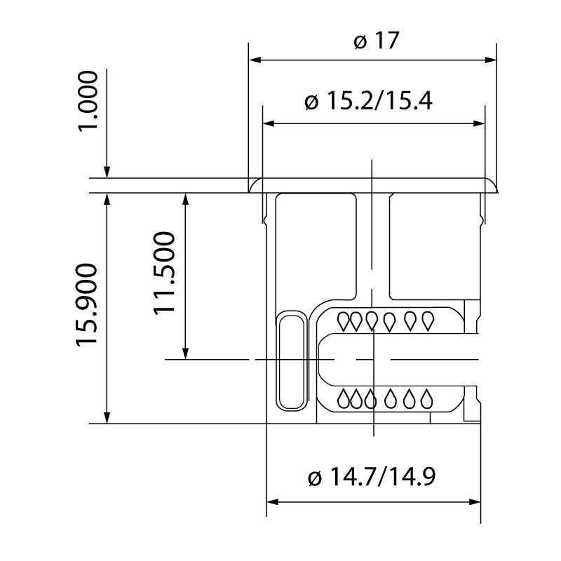 Excentrique ø15 avec colerette - Matériau : Zamac - Collerette : 17 mm - Entraxe : 11,5 mm -TITUS - 2
