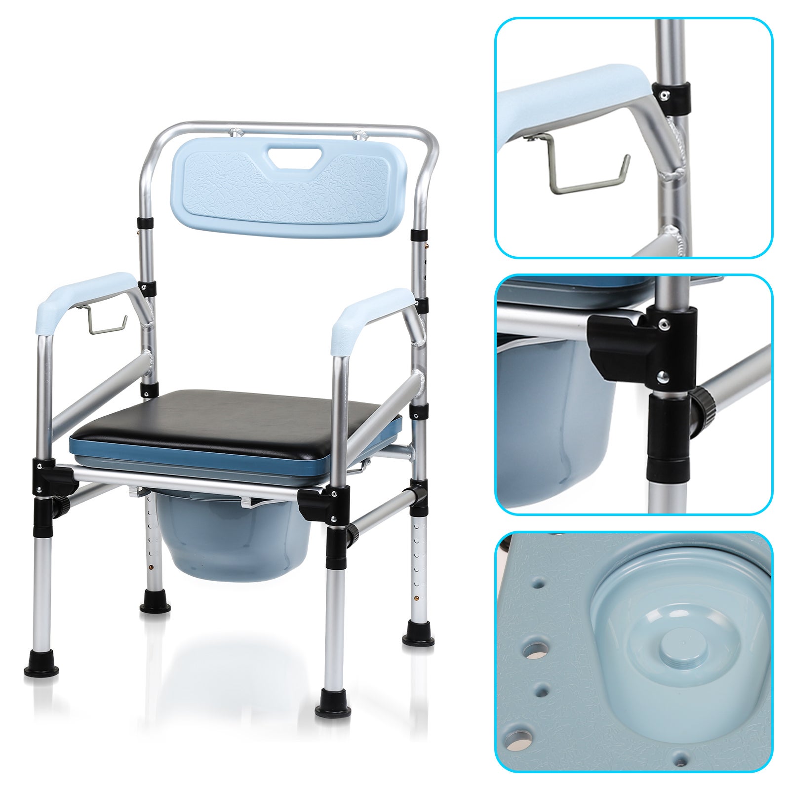 Chaise Percée VEVOR Avec Accoudoirs - Hauteur Réglable - Siège Rembourré - Capacité 158 Kg - Neuf