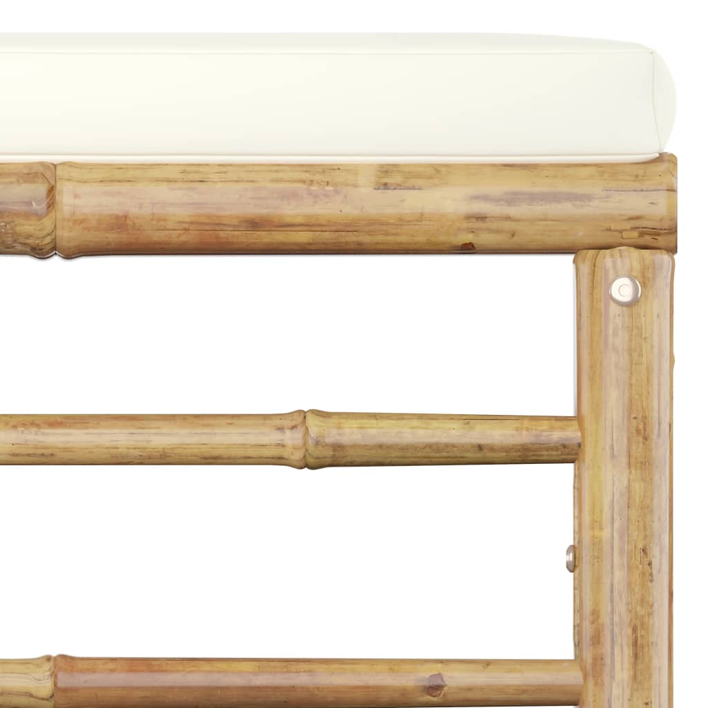 Salon de jardin 6 pcs avec coussins blanc crème Bambou 7 - 8