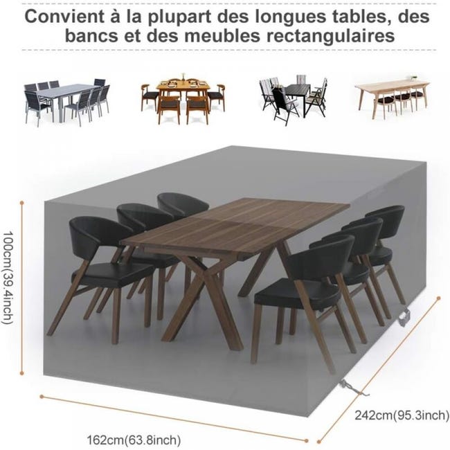 Housse De Protection Pour Mobilier De Jardin Extérieur 242 X 162 X 100 Cm 420D Oxford