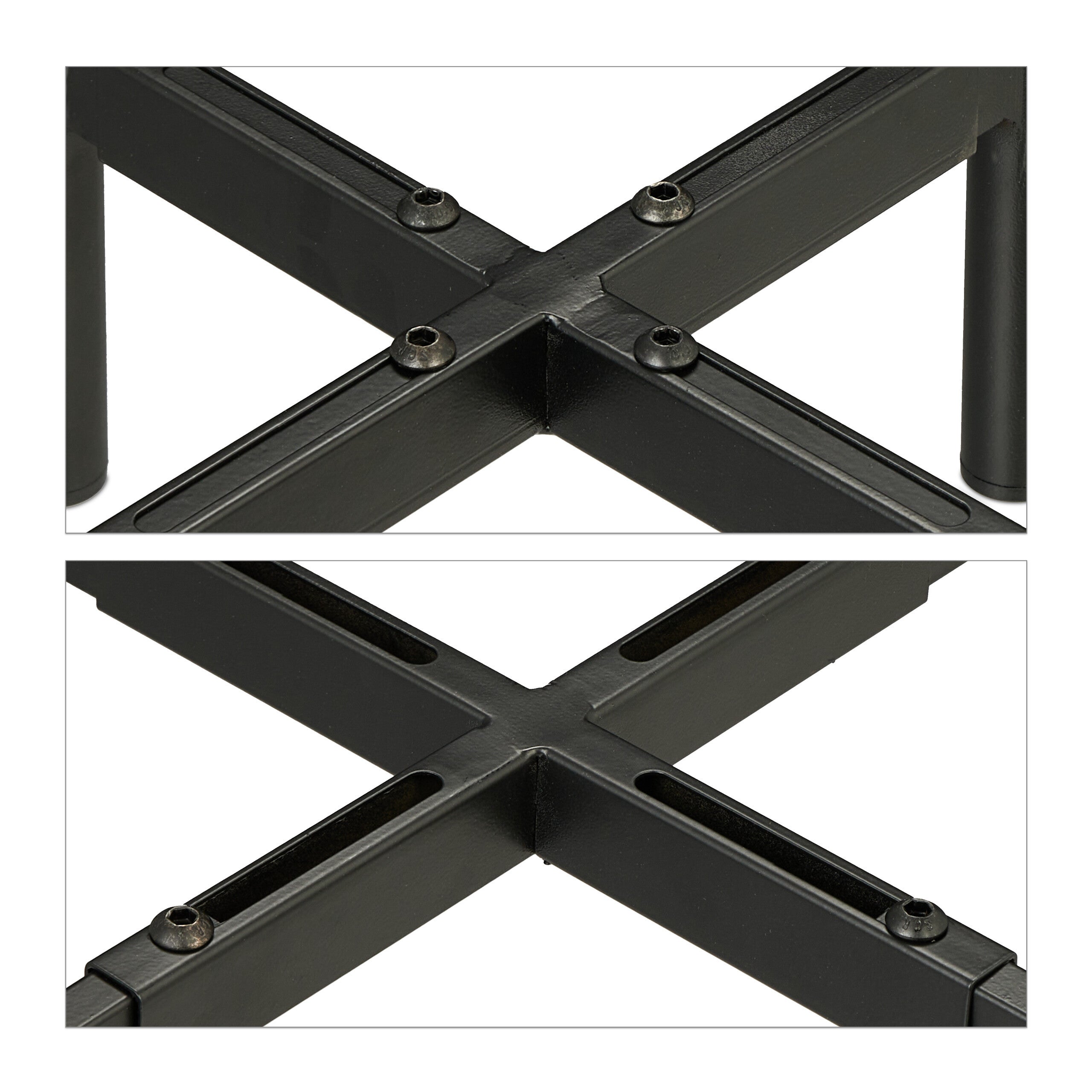 Porte-plantes en lot de 2, largeur réglable, métal, pour intérieur, L x P : 26 x 26 - 37 x 37 cm, noir, Relaxdays - 6