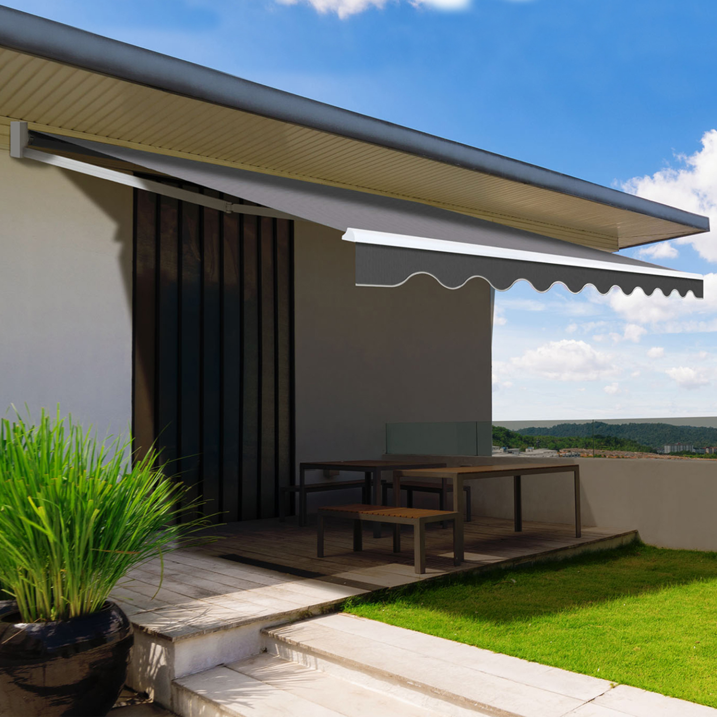 Store banne manuel 3,80x3 M gris anthracite - 3
