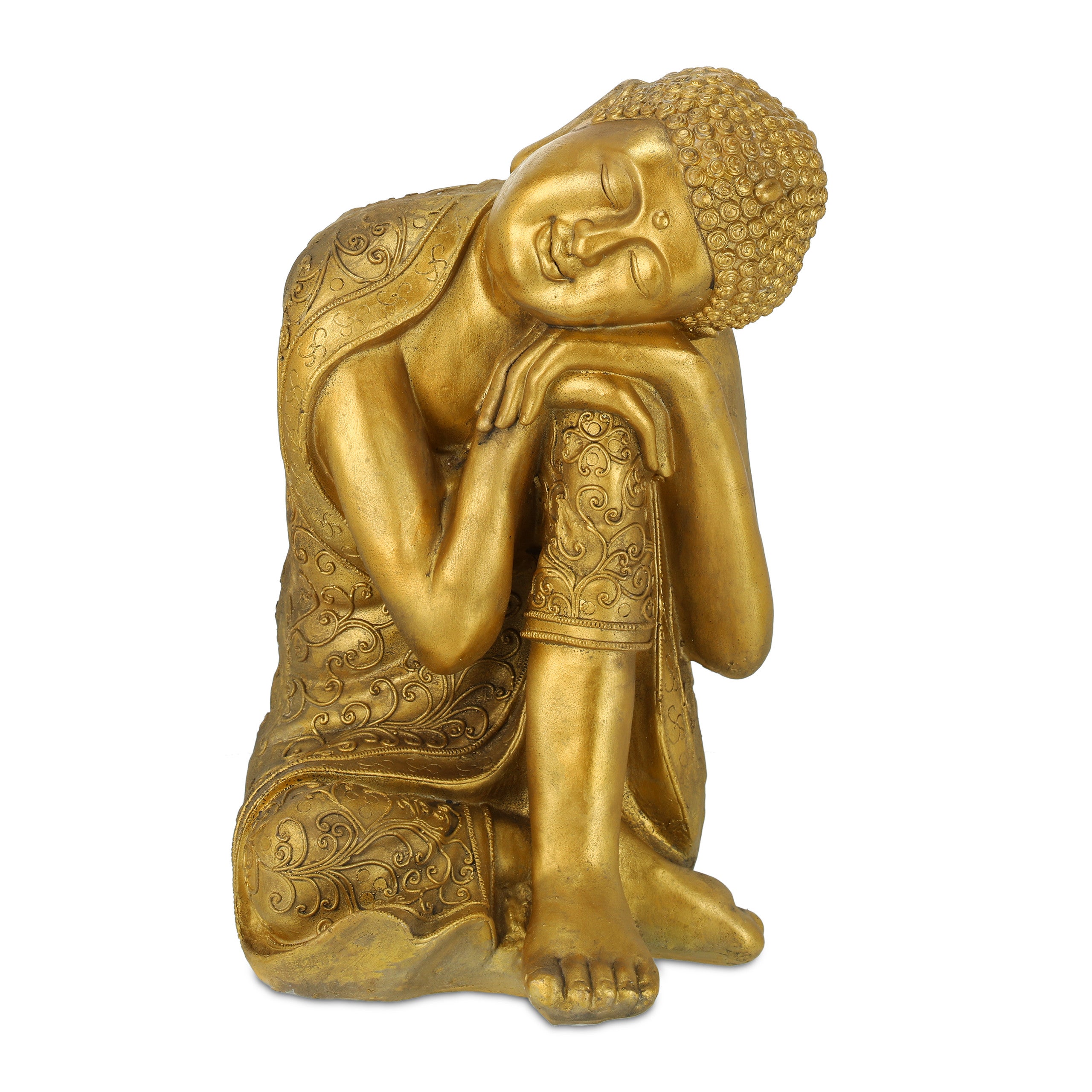 Relaxdays Statue Bouddha XXL, Assis, Grand, Jardin, 70 Cm De Haut Resistant Aux Intemperies Et Au Gel Deco Creme 49840604