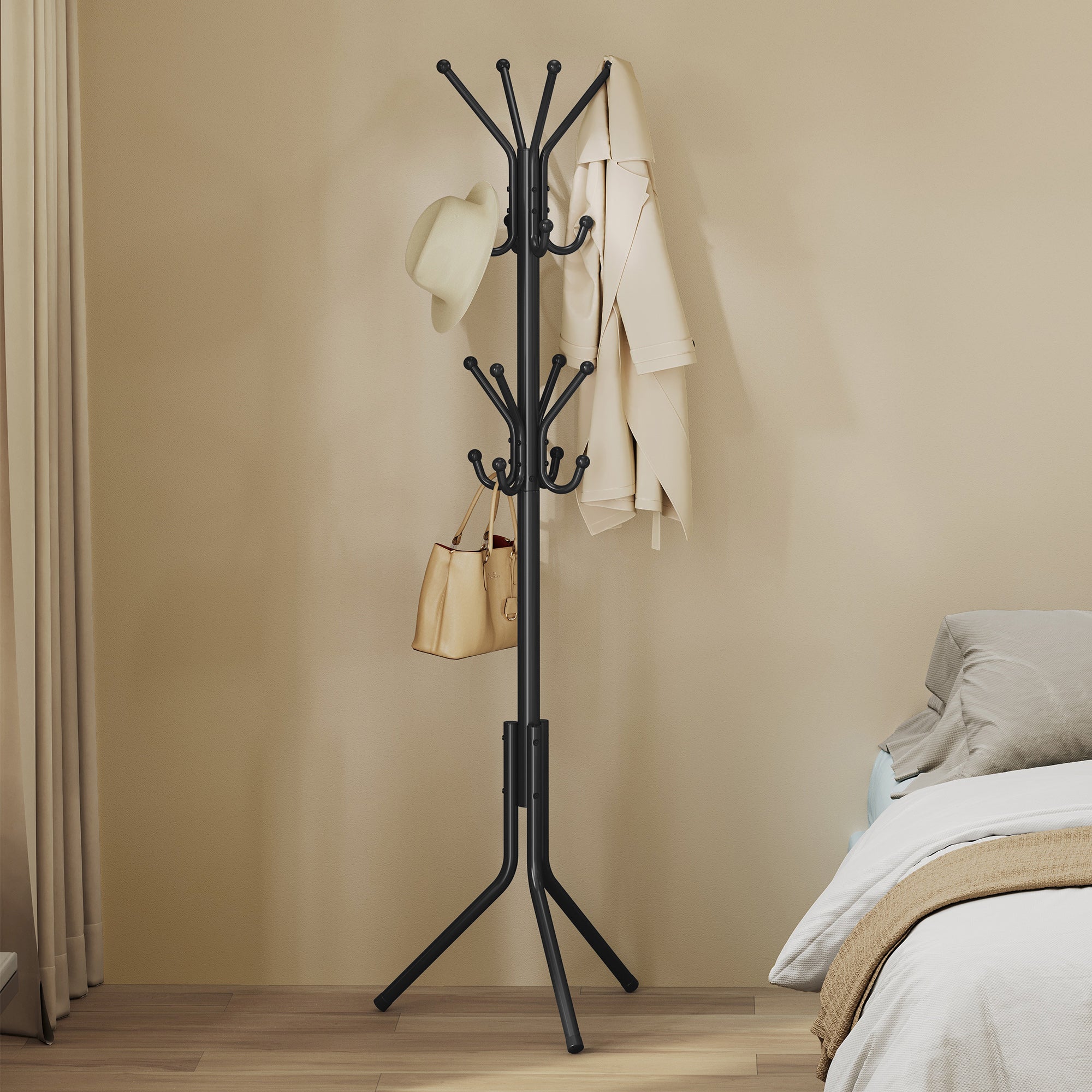 Portemanteau en Métal, avec Crochets, pour Salon, Entrée, Chambre, Noir - 2