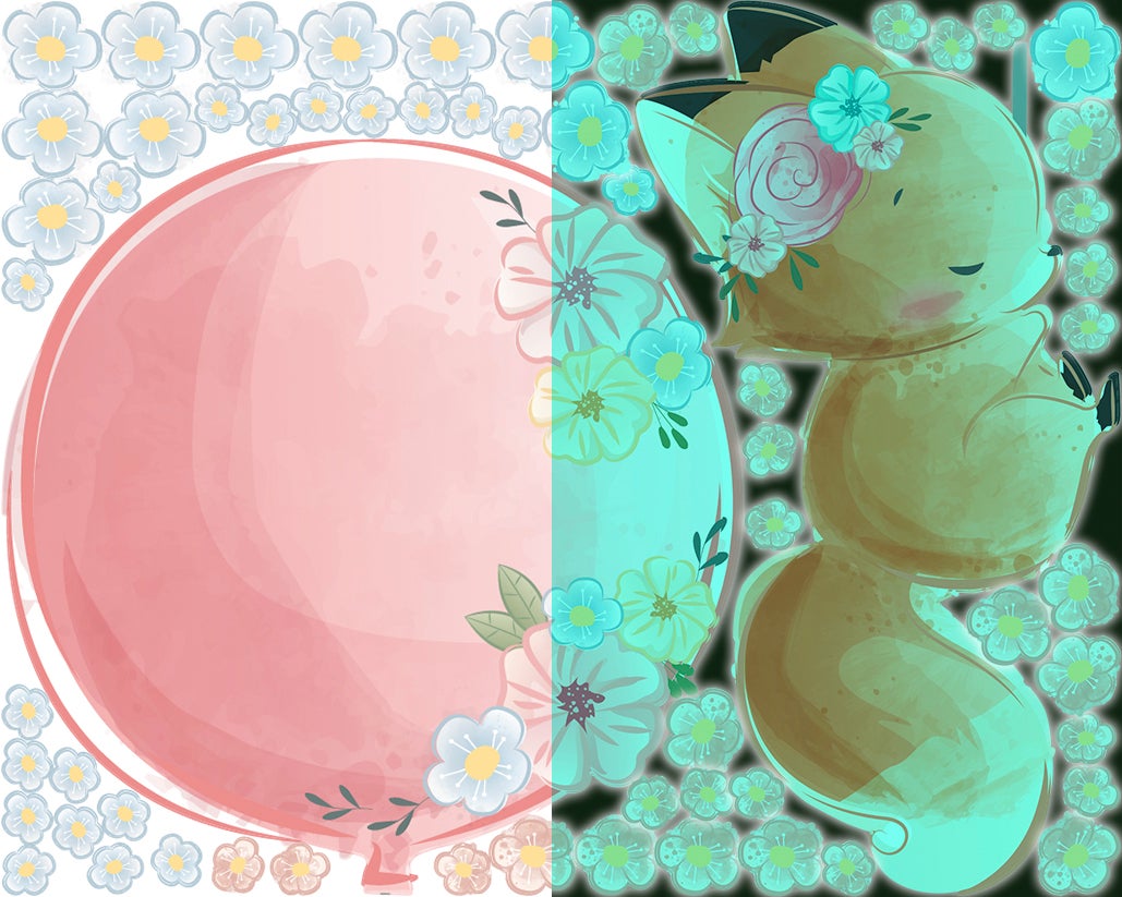 Adesivos fosforescente volpe e il suo pallone + 60 fiori - Sticker adesivo - adesivi murali - 120x150cm - 4