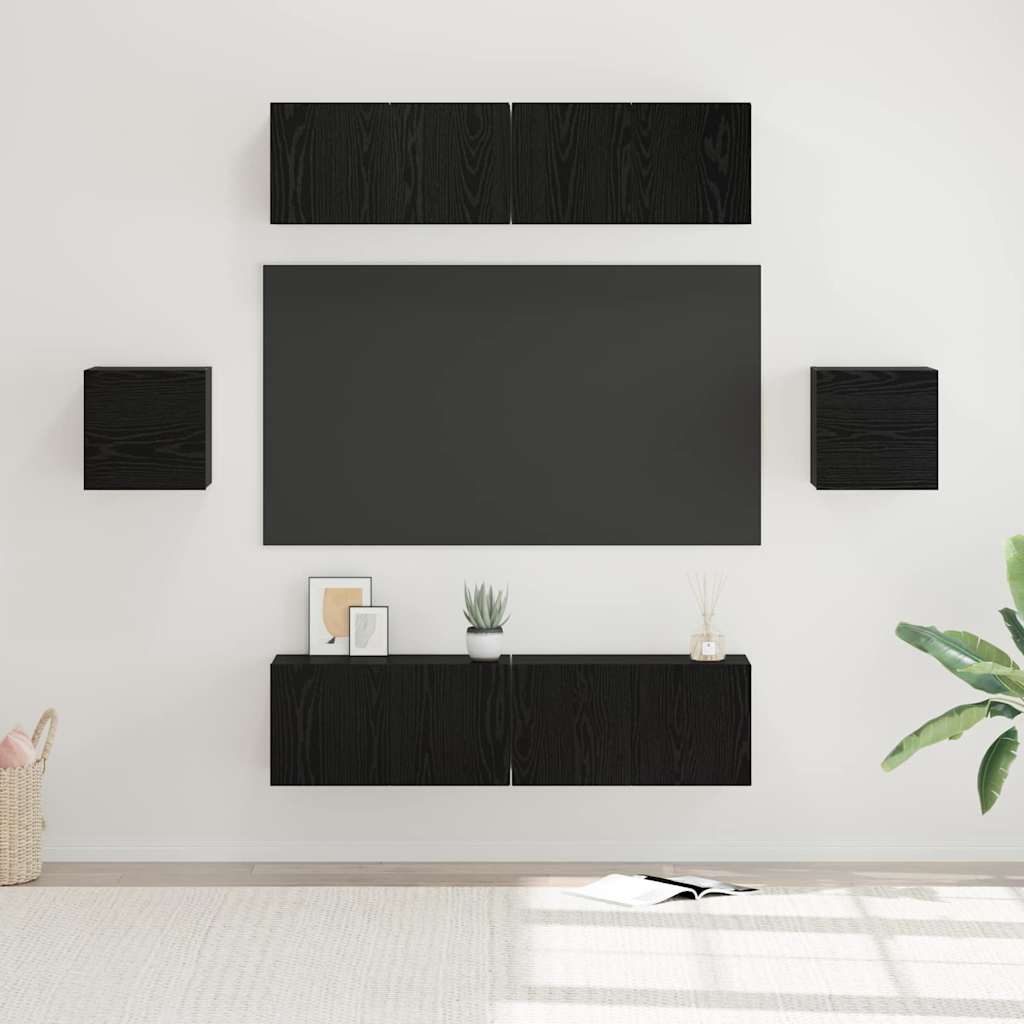 Zestaw szafek RTV 6 pcs Czarny Dąb Materiał drewnopochodny vidaXL