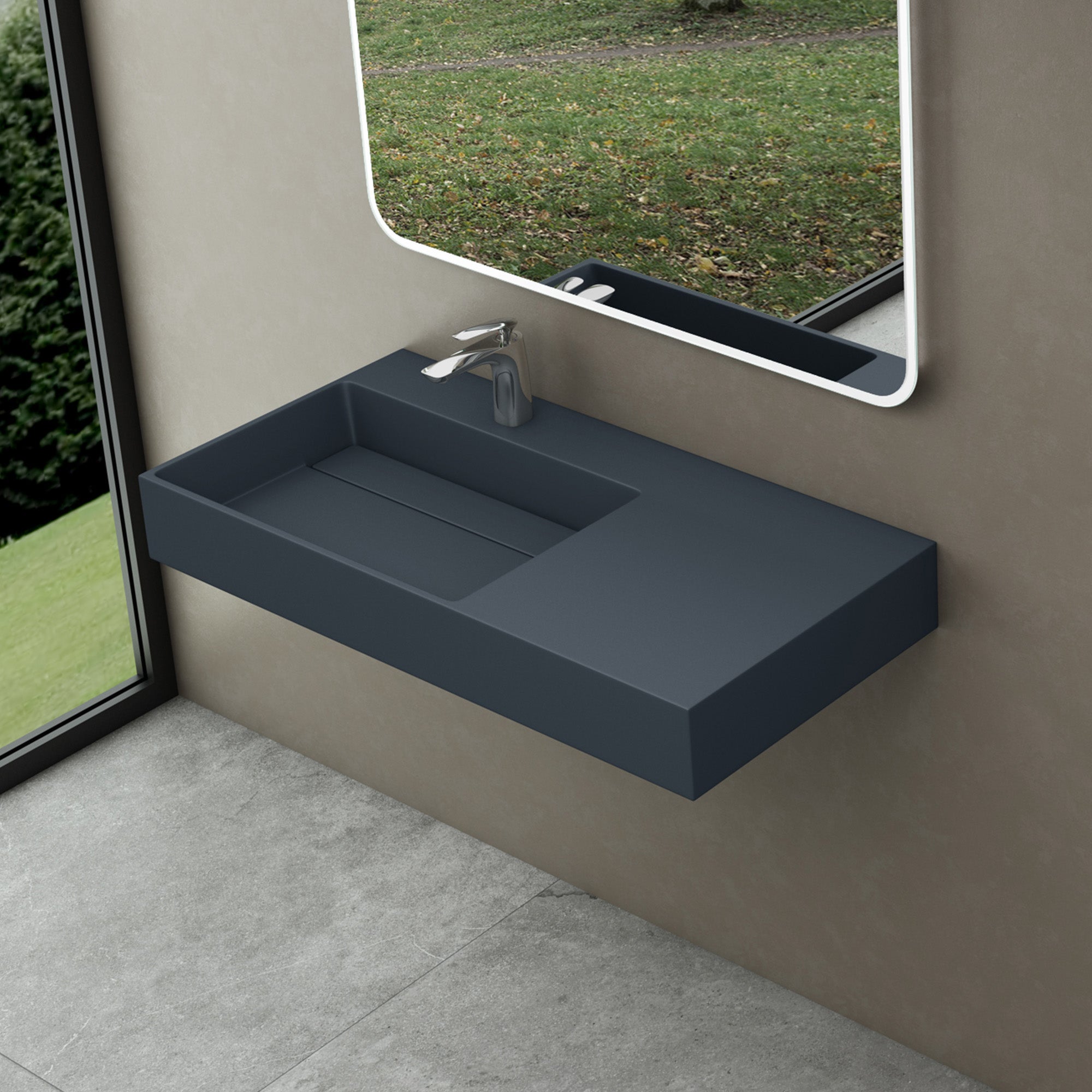 Lavabo Design Carré Blanc HOROW Suspendu Ou à Poser - 2 Tailles : 45 Cm Ou 55x31 Cm - Céramique