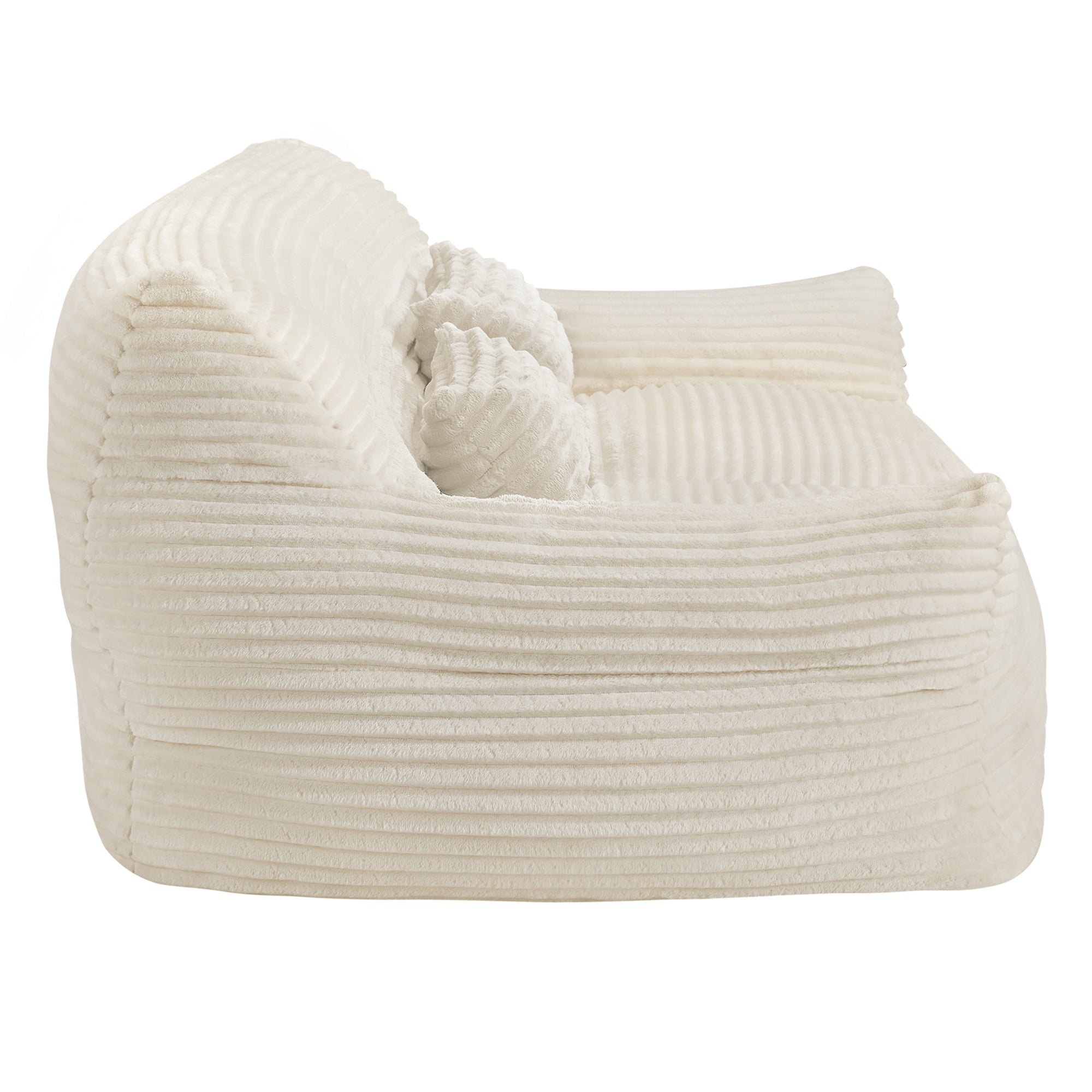 CHITA Canapé 2 places compressé avec couverture et coussins,en laine,Blanc cassé - 6