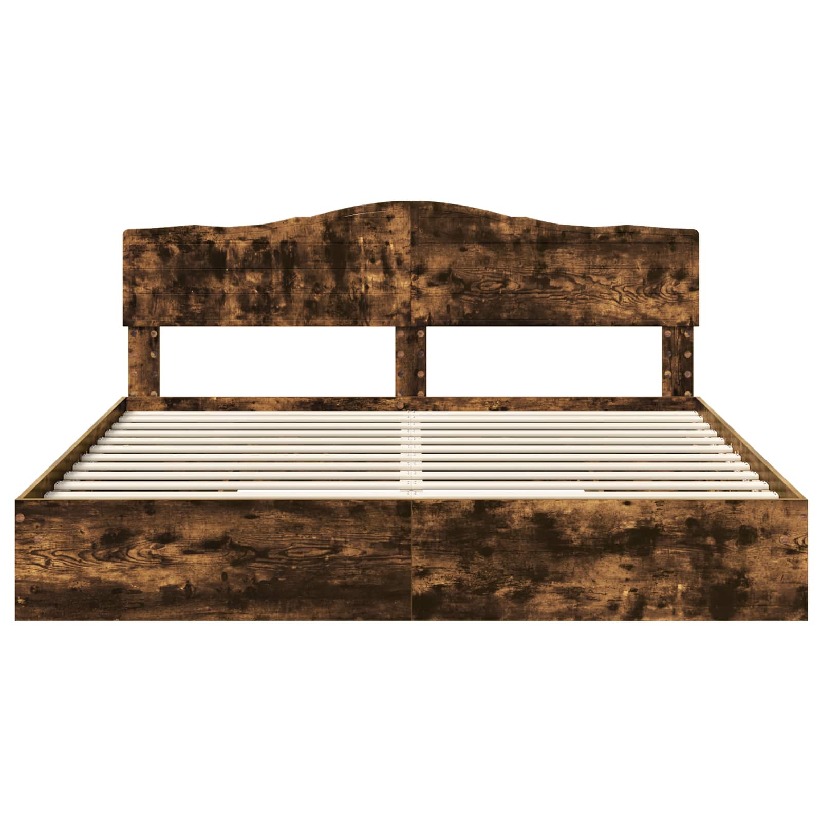 Lit de rangement chêne fumé 180 x 200 cm en panneau de bois - 8