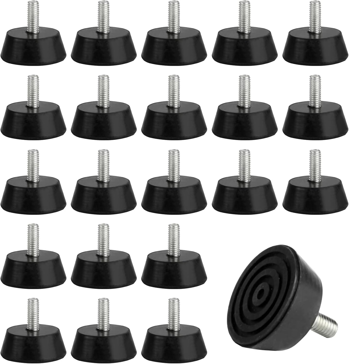 Set de 32 de picioare de nivelare reglabile din cauciuc M6 pentru mobilă - M6 x 32 mm 32buc