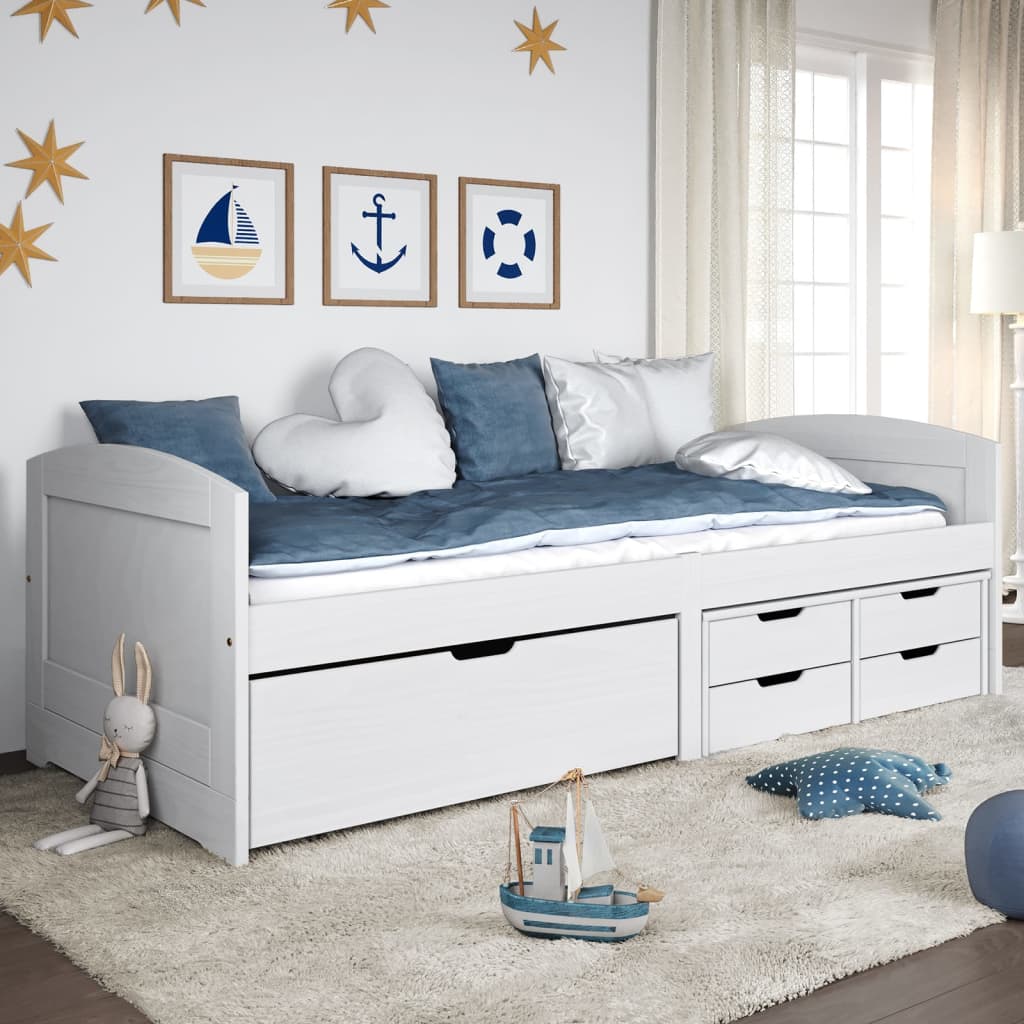 Maison exclusive - sofá cama con 5 cajones madera maciza pino blanca irun 90x200cm