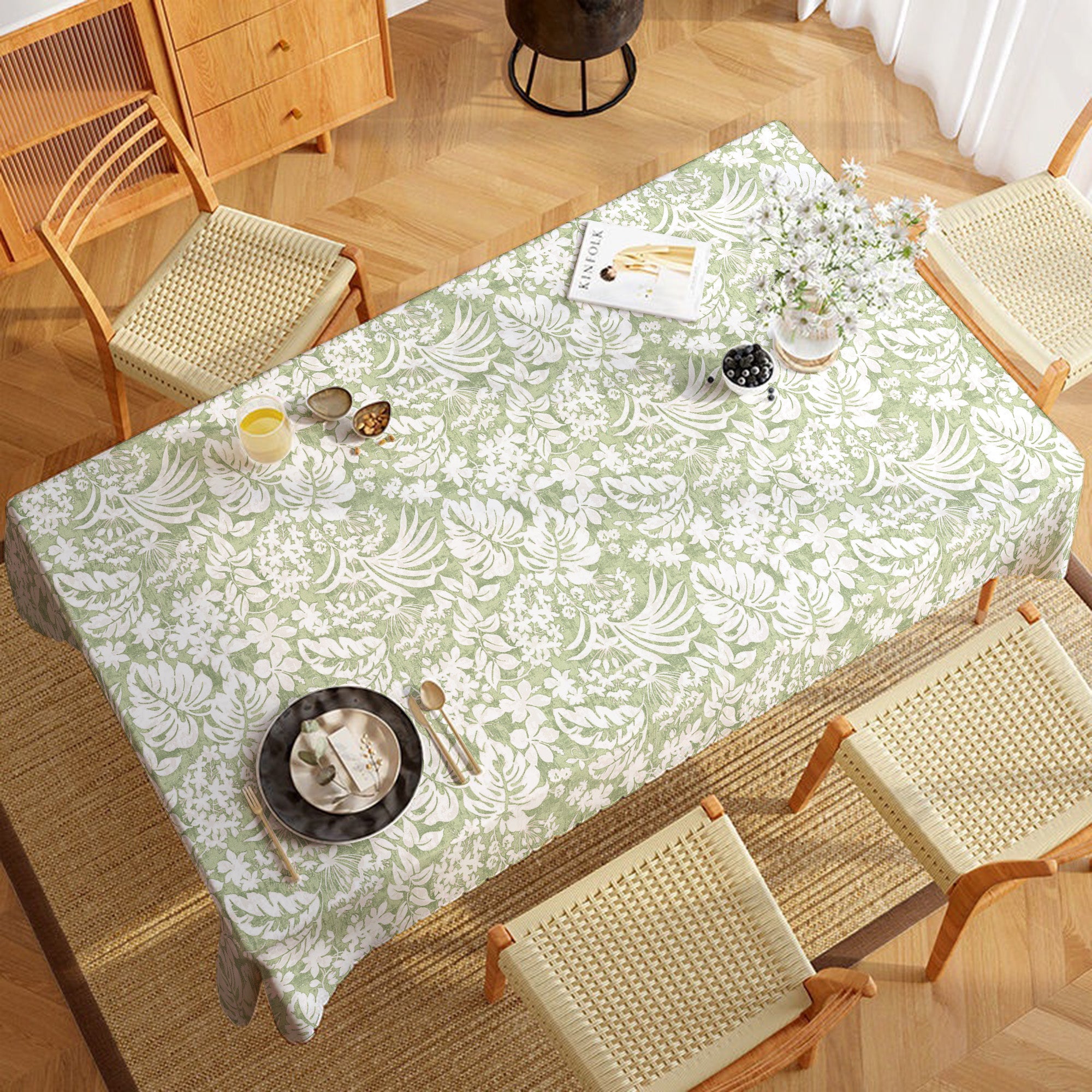 Mollettone Per Tavolo Rettangolare 140x200 Cm, Verde, In PVC Gommato Antimacchia, Per Interno Ed Esterno