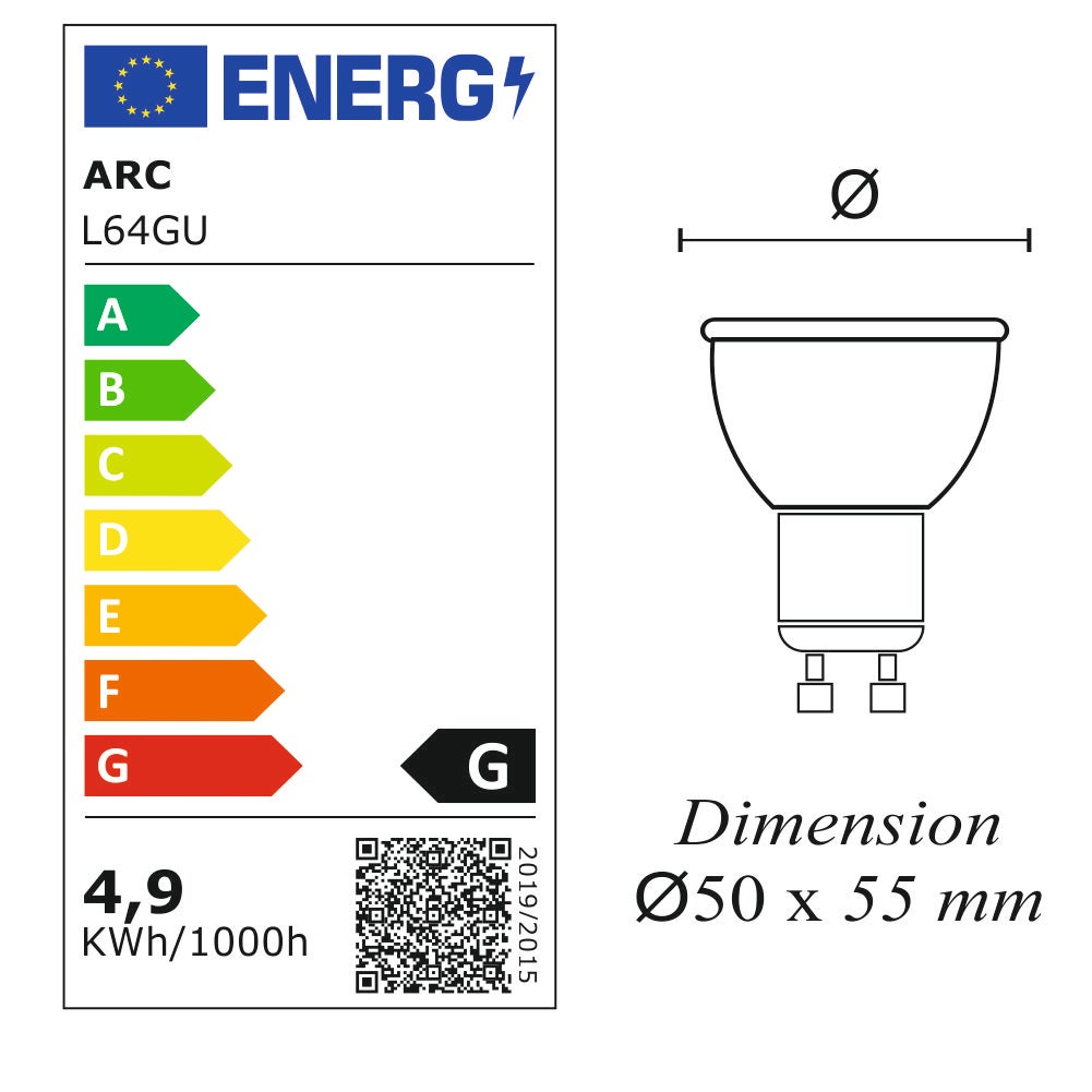 Lot de 10 ampoules LED GU10&nbsp;4,9W - 120° - 400Lm 6400K - garantie 5 ans - 4