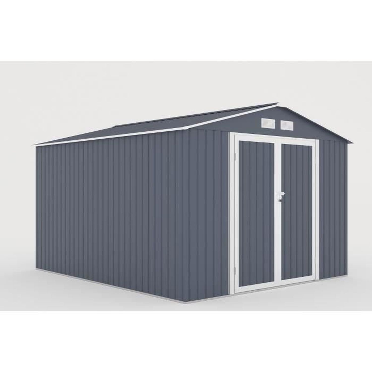 Abri de jardin en métal 8,84 m² - 277 x 319 x 202 cm - Kit d'ancrage inclus - Gris - Youdoit - 4