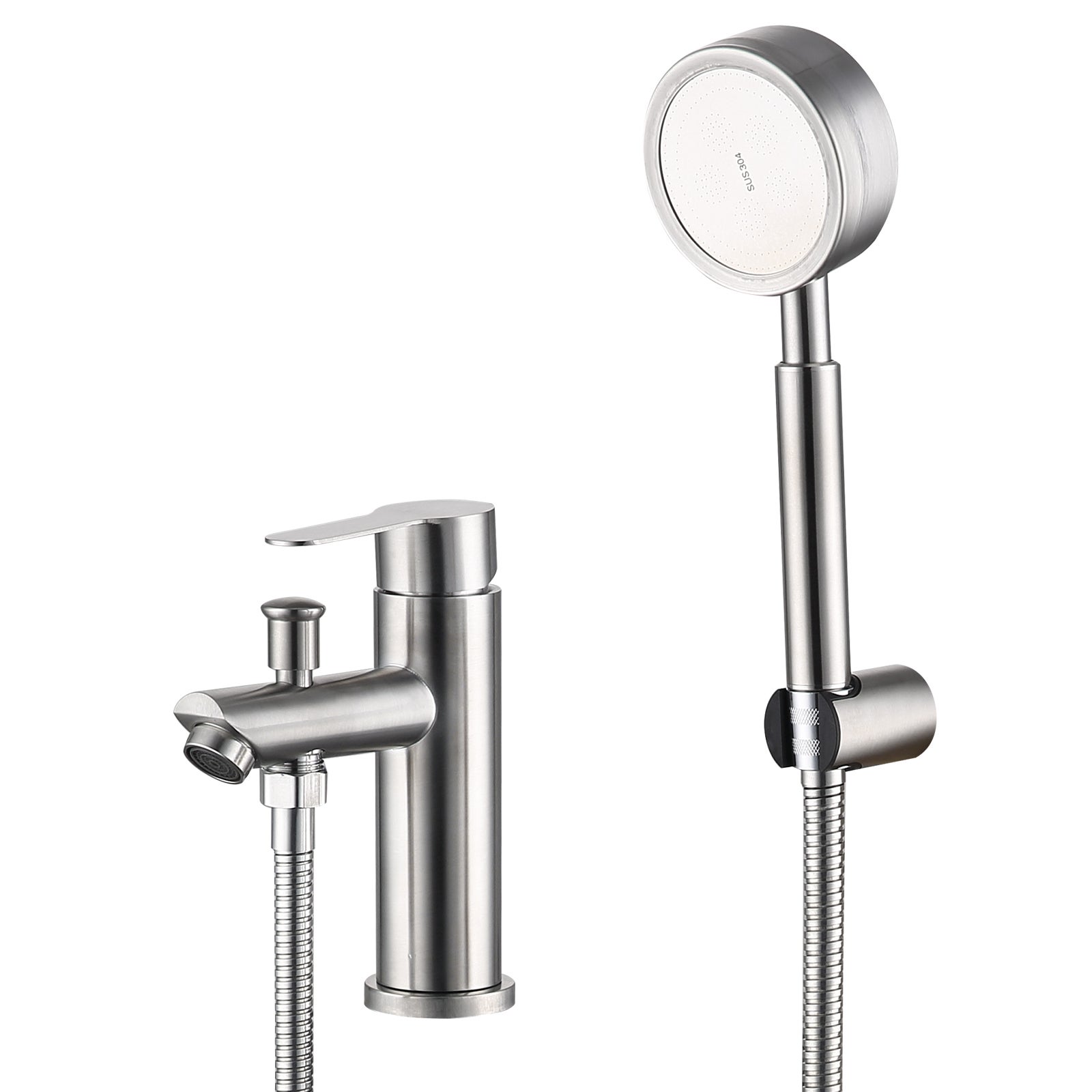 HOMELODY Bateria łazienkowa z głowicą i elastycznym wężem Dwufunkcyjny zestaw jednootworowych baterii prysznicowych