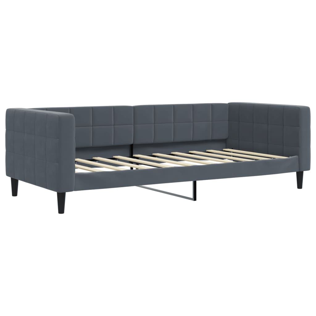 VidaXL Divano Letto Con Materasso In Schiuma 90x200 Cm, Velluto Grigio Scuro, Struttura In Legno E Metallo - 2
