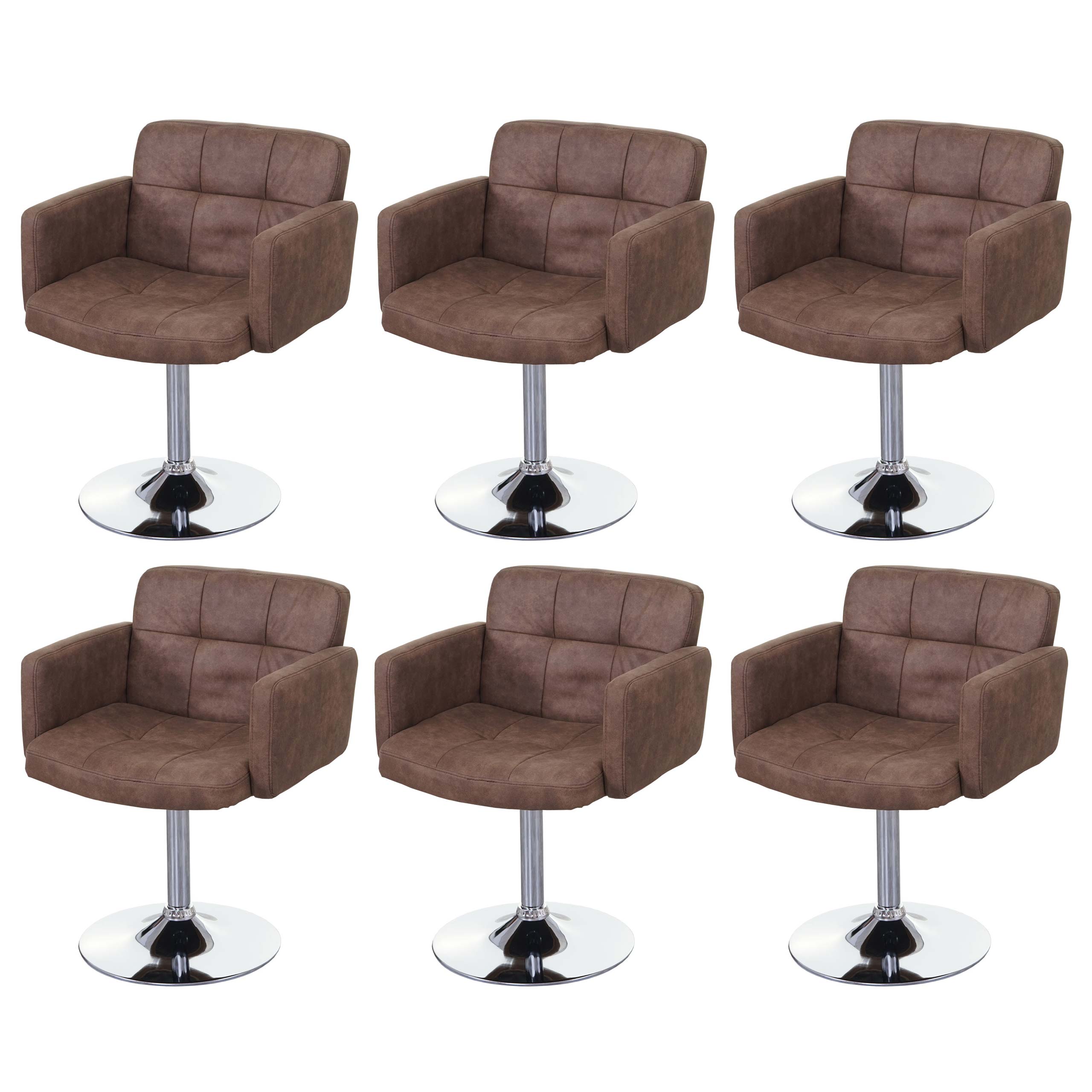 Zestaw 6 krzeseł do jadalni Orlando, krzesło obrotowe, imitacja zamszu z certyfikatem MVG ~ vintage brązowy