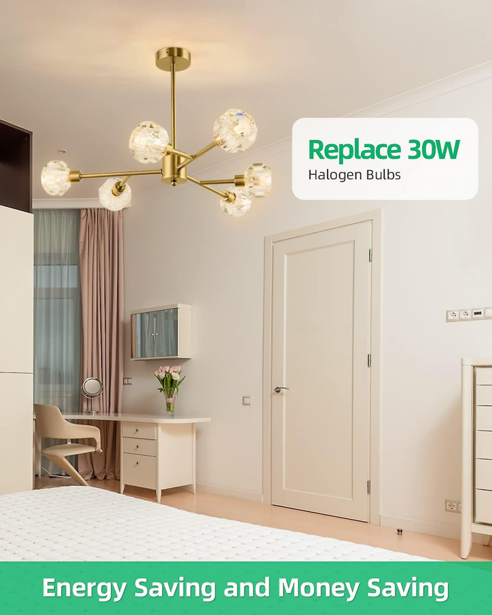 Lot de 6 ampoules LED G9, équivalent 3 W à une lampe halogène de 30 W, blanc chaud sans scintillement pour chambre à coucher, salon, non variable. - 4