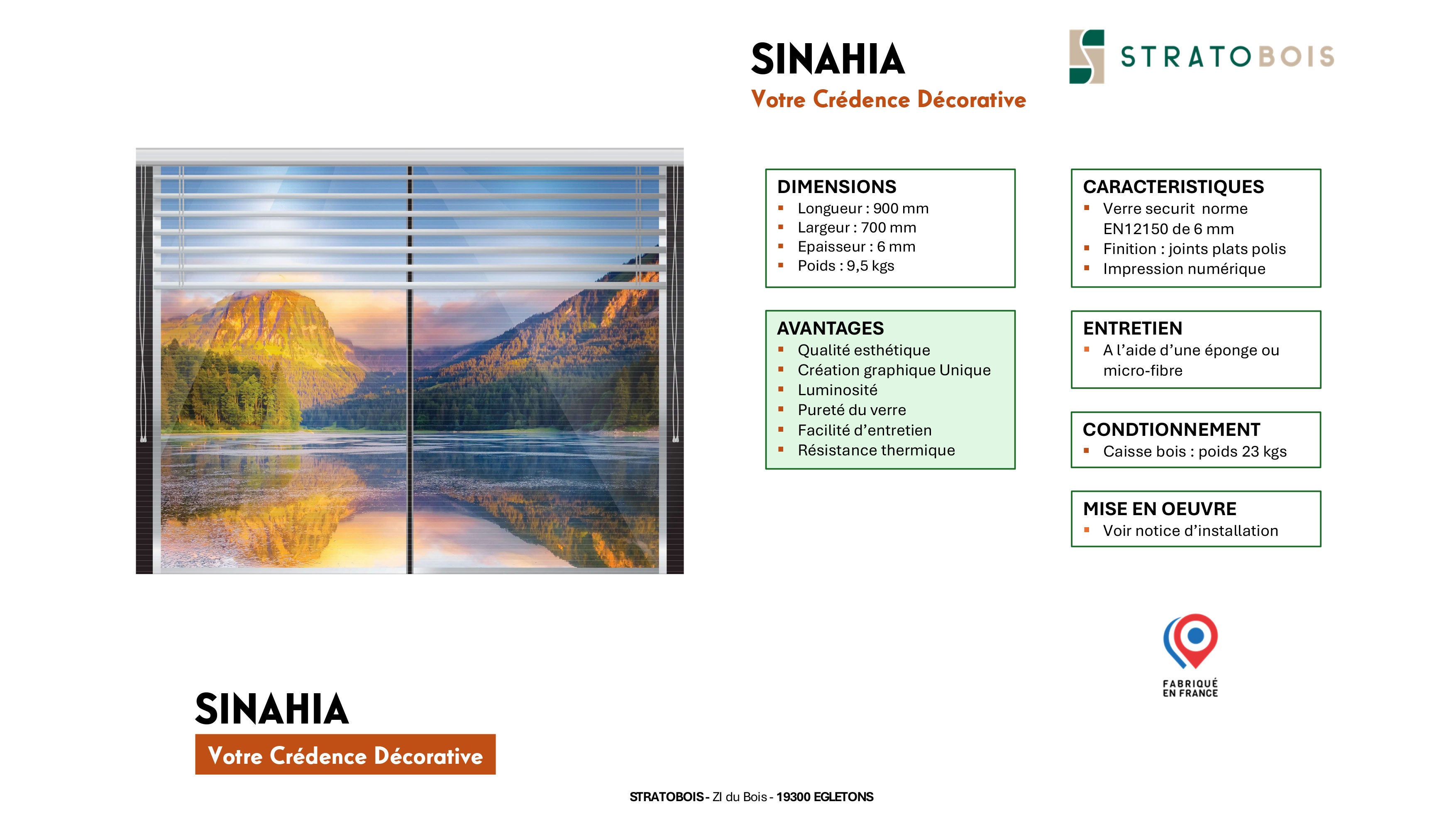 Crédence décorative SINAHIA paysage fenêtre 900mmx700mm Ep 6mm verre securit - 5
