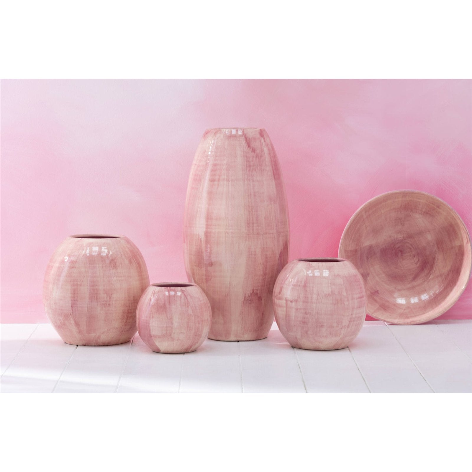 Vase ovale en céramique mauve foncé 27x17x9 cm - J-Line - Gamm vert