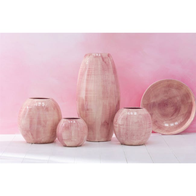 Vase ovale en céramique mauve foncé 27x17x9 cm - J-Line - Gamm vert Vase ovale en céramique mauve foncé 27x17x9 cm - J-Line - Gamm vert
