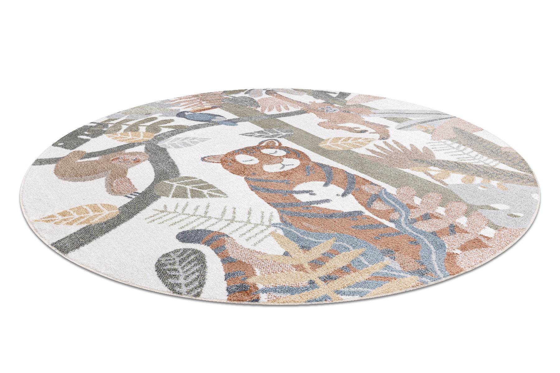 Tappeto BONO 8426 cerchio Giungla, animali selvatici crema / oro scuro rotondo 200 cm - 4