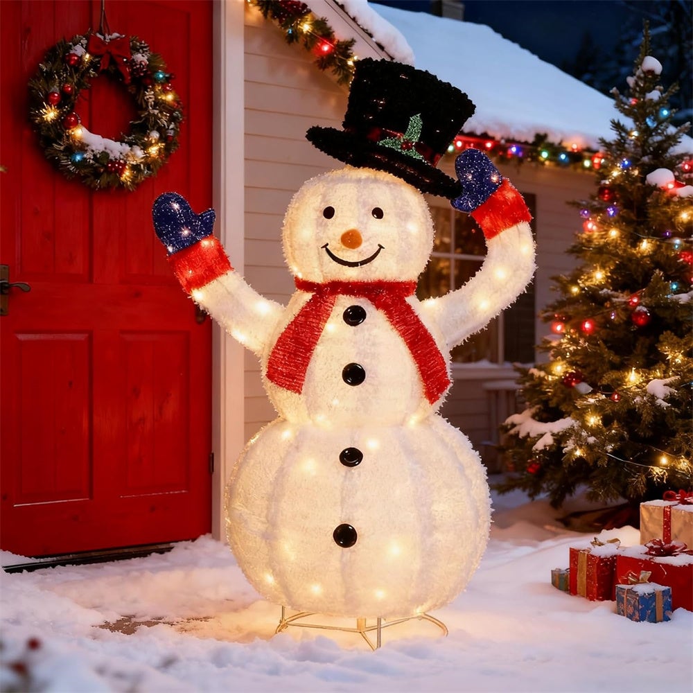 Lot De 3 Bonhommes De Neige LED Multicolores - 15 Cm - Fonctionne Sur Piles - Décoration Noël - 3
