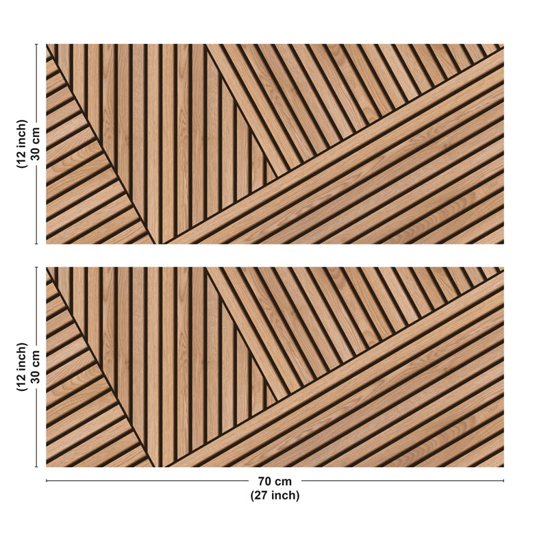 Crédence de salle de bain en PVC motif bois Beige 140x30 cm (en 2 bandeaux) - Ikigai Noir - 3