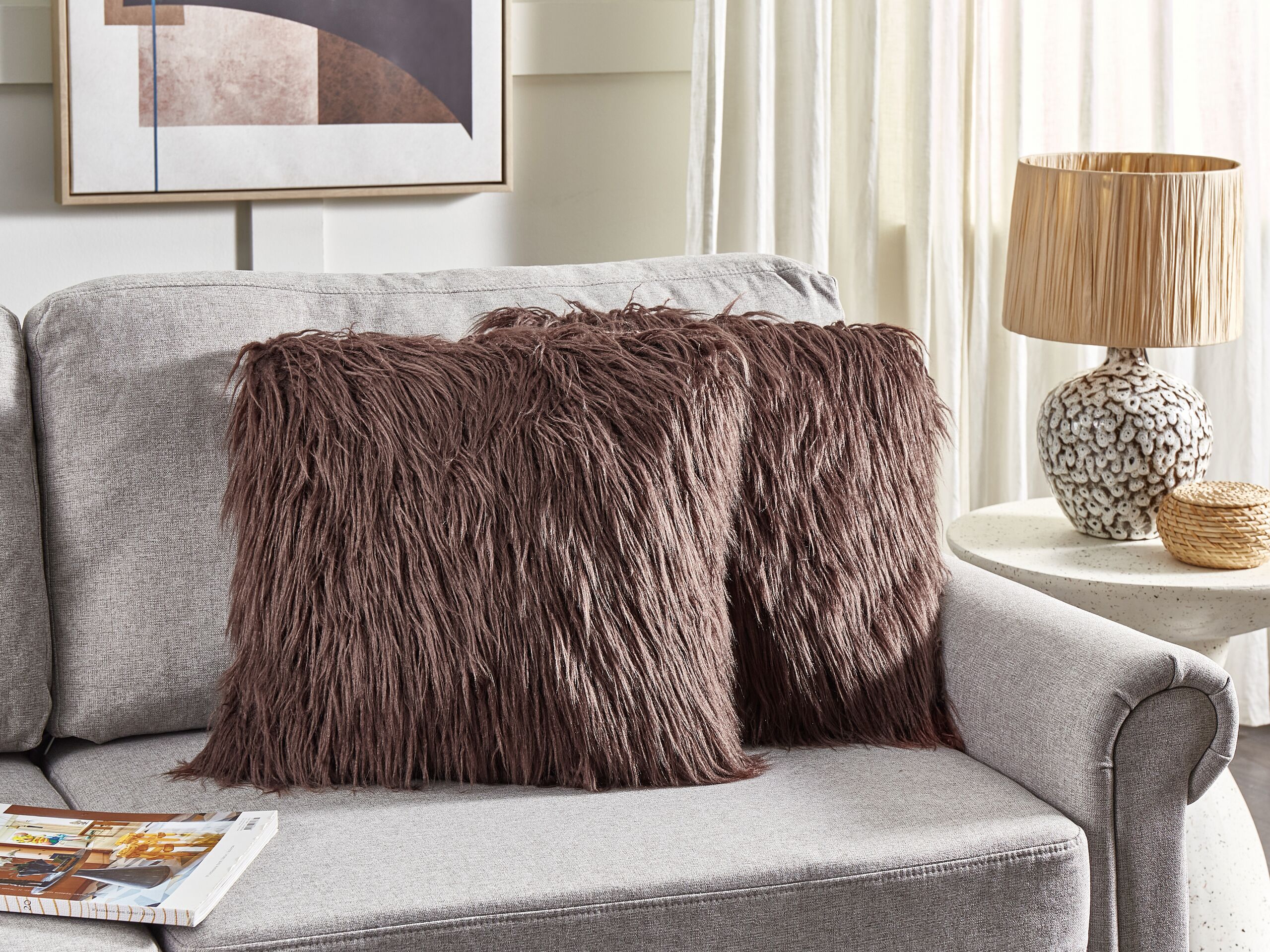 Coussin décoratif en fourrure recyclée en renard recyclé cousus en lan