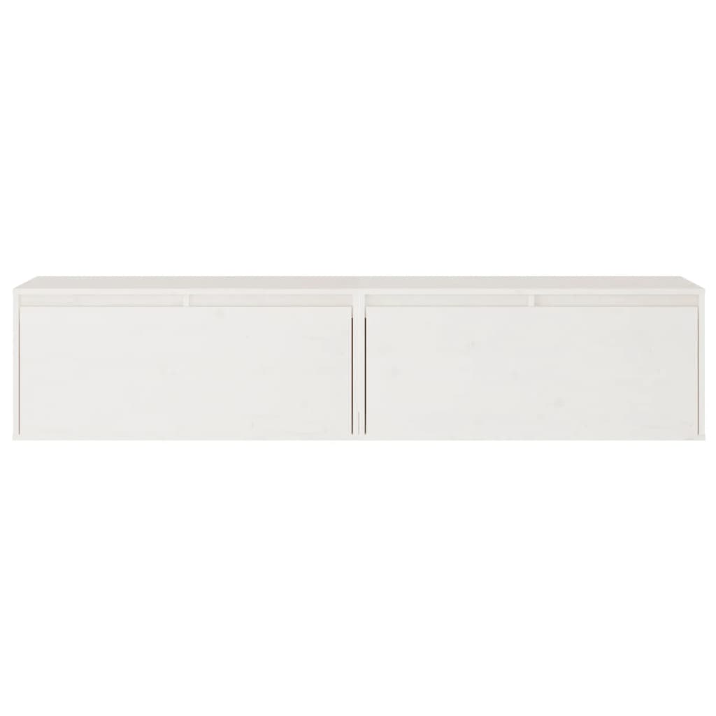 Maison Exclusive - Armario de pared 2 uds madera maciza de pino blanco 80x30x35 cm - 3