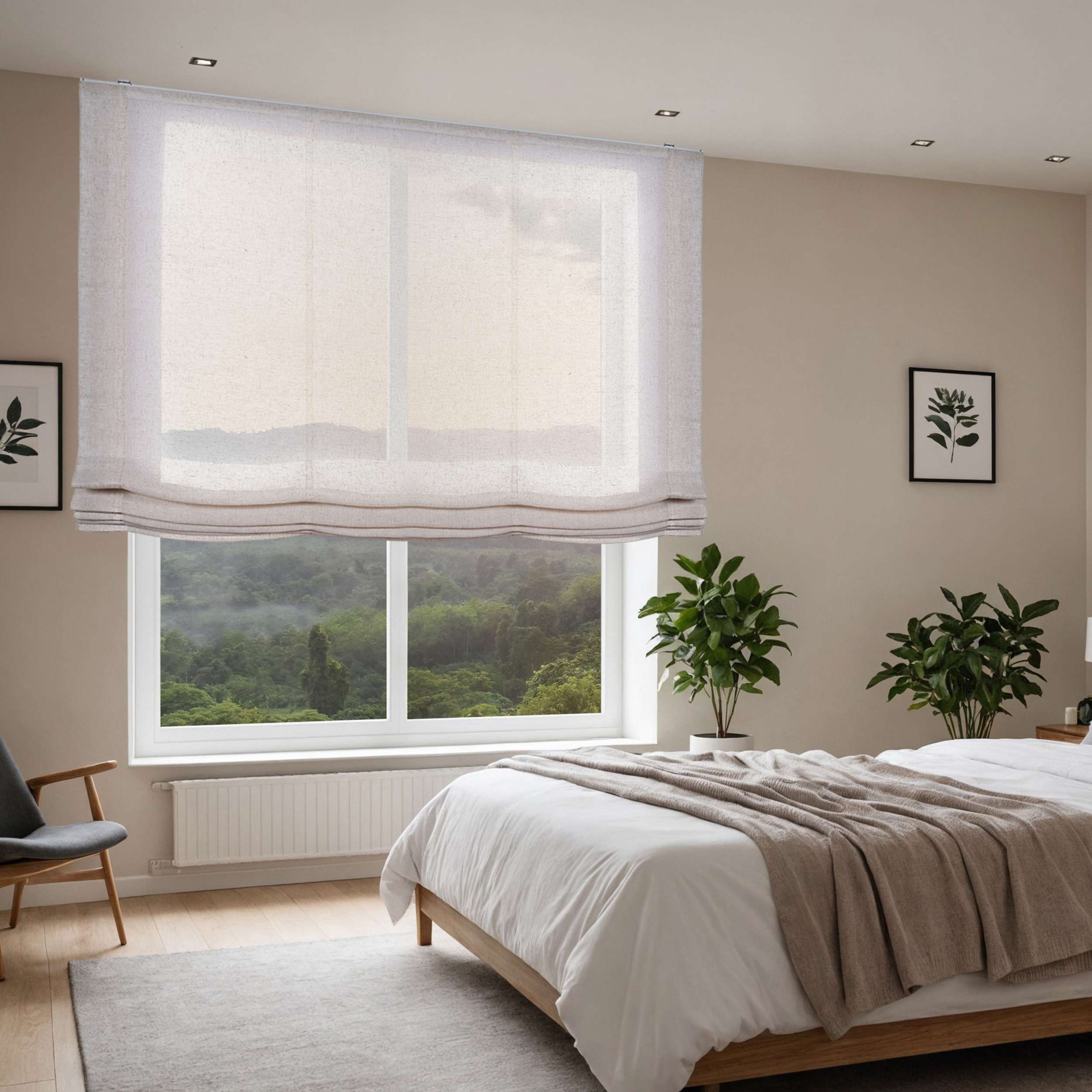 Estor Plegable sin Varillas, Estor Paqueto traslúcido para Ventanas y Puertas Beige, 60 x 175 cm - 2