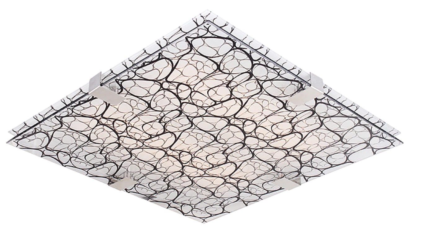 Plafon Fiera kwadratowy chromowany czarny 2xE27x20W wym: 8 x 31 cm IP20 szkło Candellux