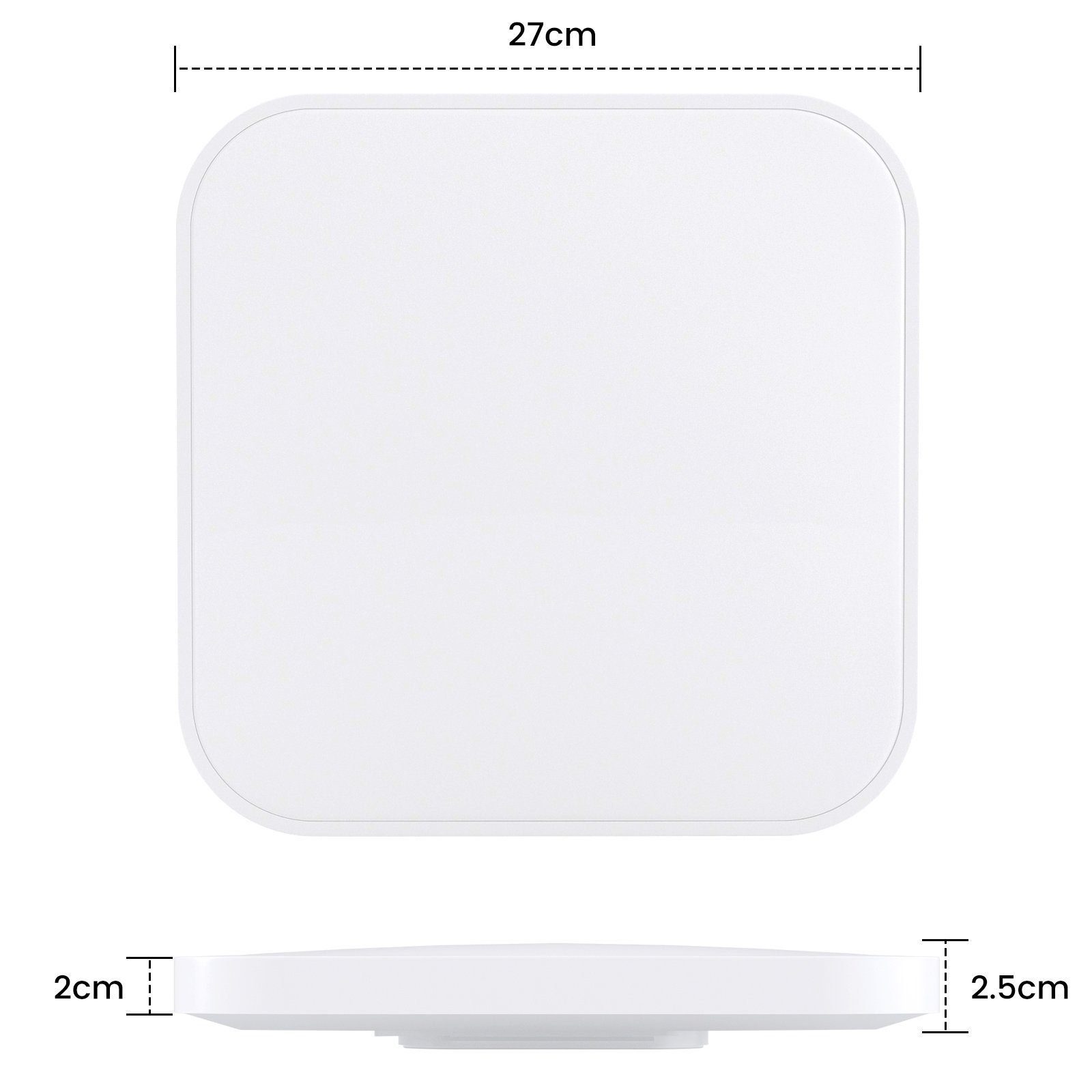 NETTLIFE Plafón LED dormitorio plano 27cm lámpara de cocina blanca cálida IP44 baño pasillo cuadrado 19W - 8