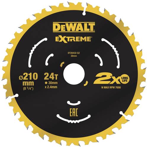 LAME DE SCIE A TABLE EXTREME 210X30 MM, 24 DENTS, ATB, ANGLE D'ATTAQUE 7 - Dewalt DT20432 - 3